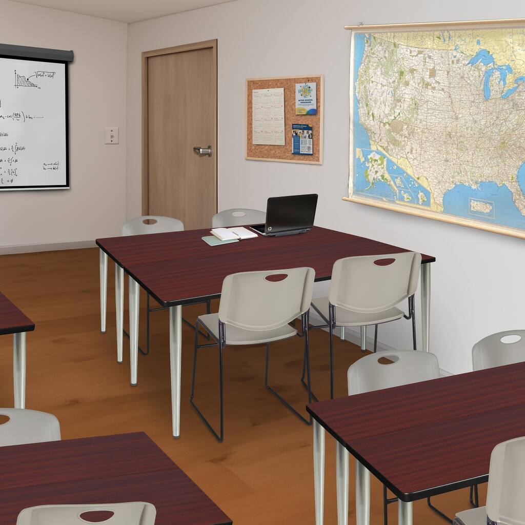 42 x 24 in. Training Seminar Table- Mahogany Top, Chrome Tapered Legs