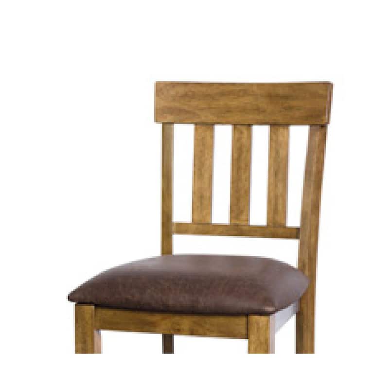 Fori Barstool Chair Set of 2, Faux Leather Seats, Light Brown Legs