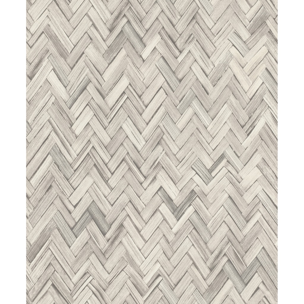 A-Street Prints Ellery Light Grey Herringbone Wallpaper