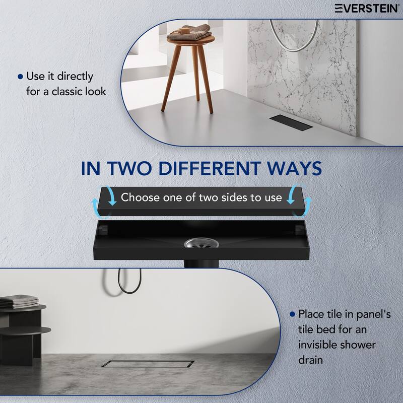 12-inch Linear Shower Drain With Solid Cover in Stainless Steel