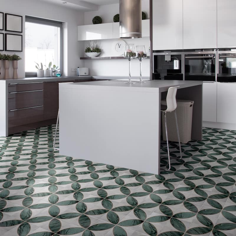 Merola Tile Renaissance Deco Emerald Mandorla 7-7/8" x 7-7/8" Porcelain Floor and Wall Tile