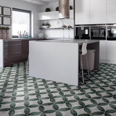 Merola Tile Renaissance Deco Emerald Mandorla 7-7/8" x 7-7/8" Porcelain Floor and Wall Tile