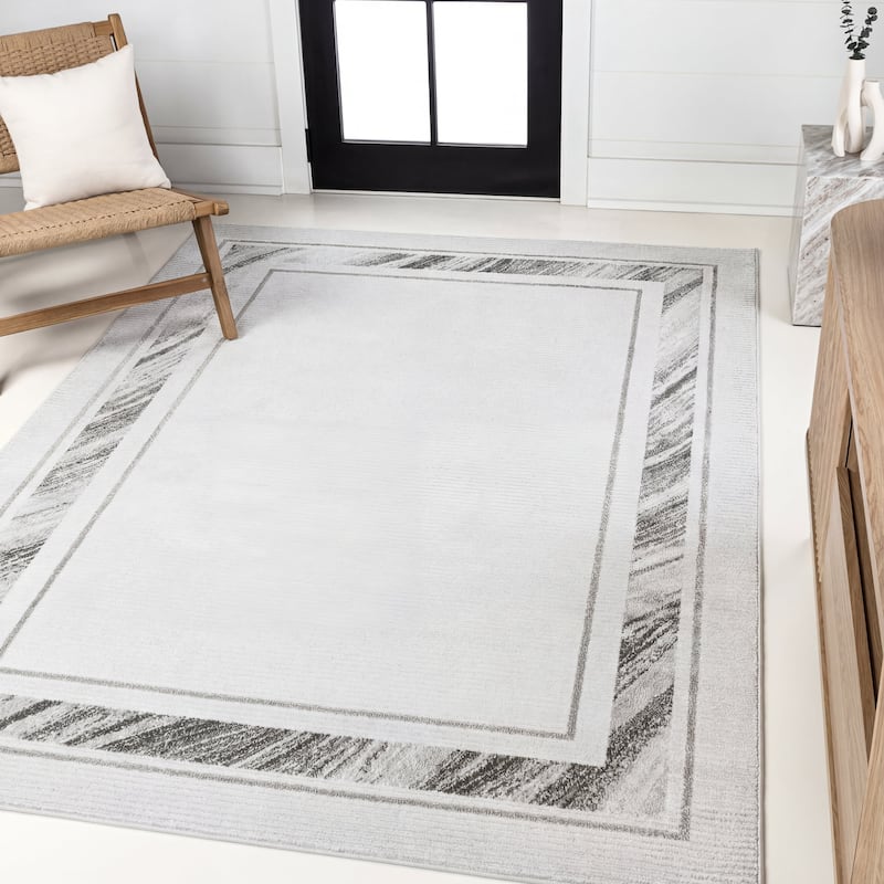JONATHAN Y Draper Classic Border Marble Pattern High-Low Rug