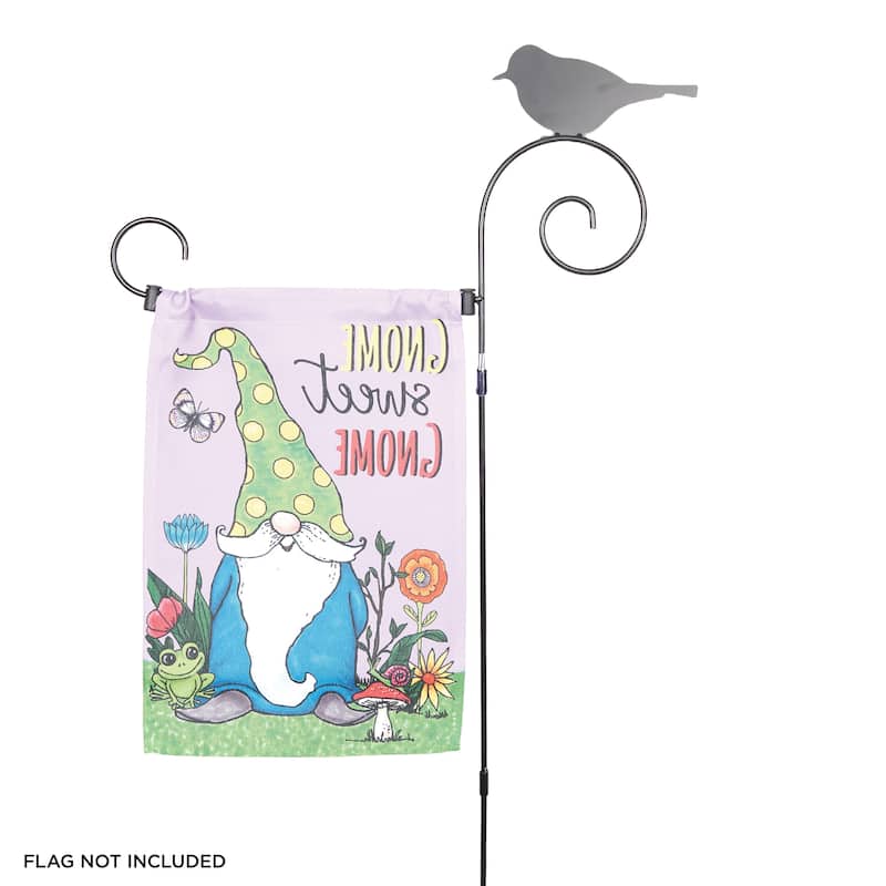 Alpine Corporation LJJ1792HH 45" Tall Bird Silhouette Garden Flag Holder Stake, Outdoor Metal Flagpole Stand for Yard, Pathway