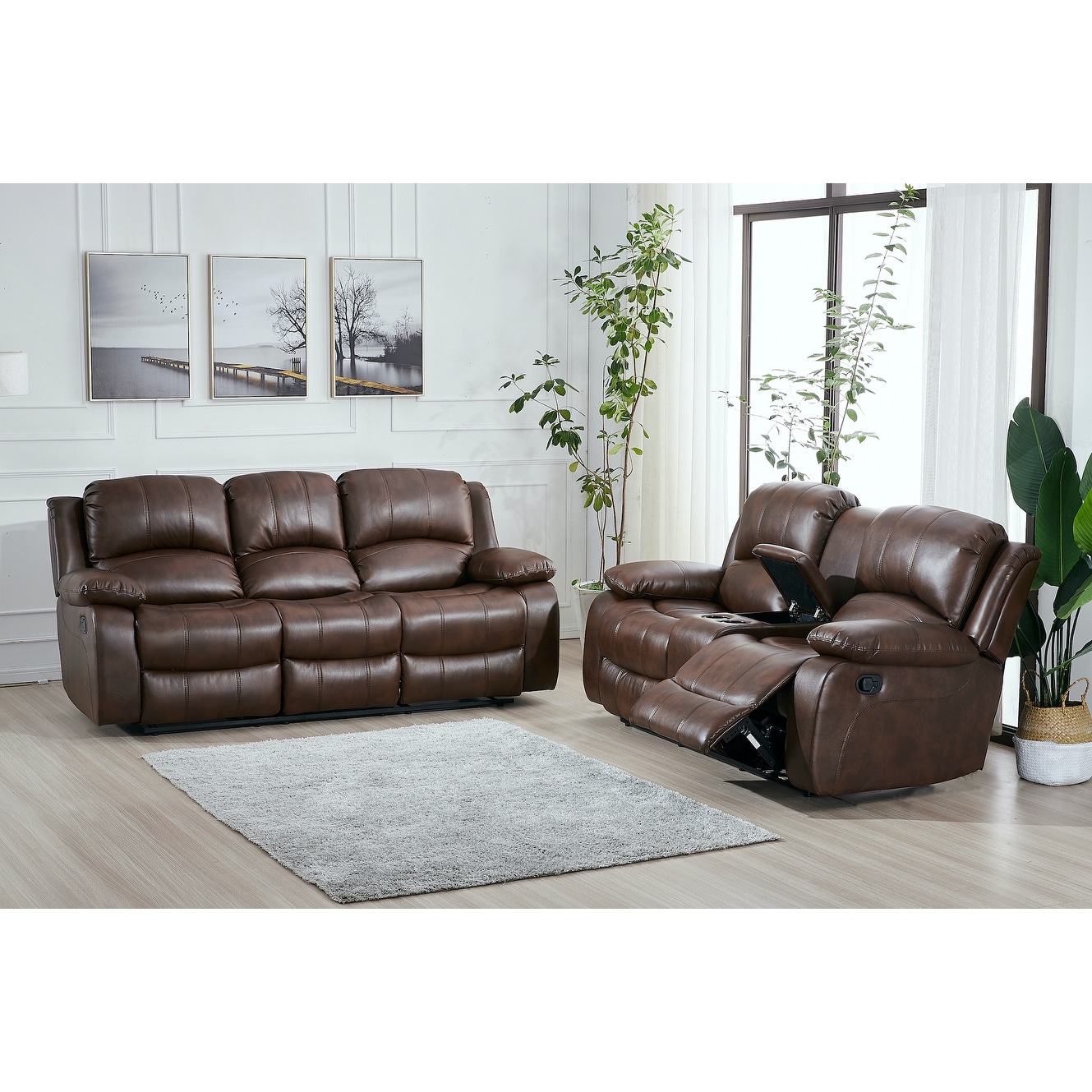 Betsy Furniture 2 Piece Bonded Leather Reclining Living Room Set Sofa and Loveseat On Sale Bed Bath Beyond 35096095