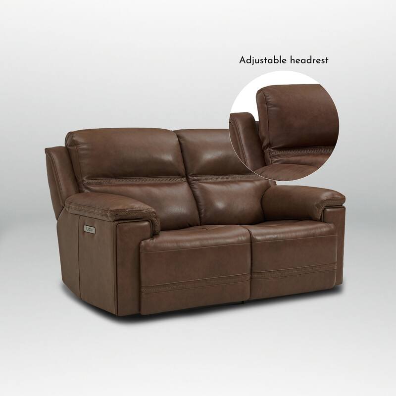 Genuine Leather Dual Power Reclining Loveseat with Zero Gravity, Adjustable Headrest, USB/Type-C