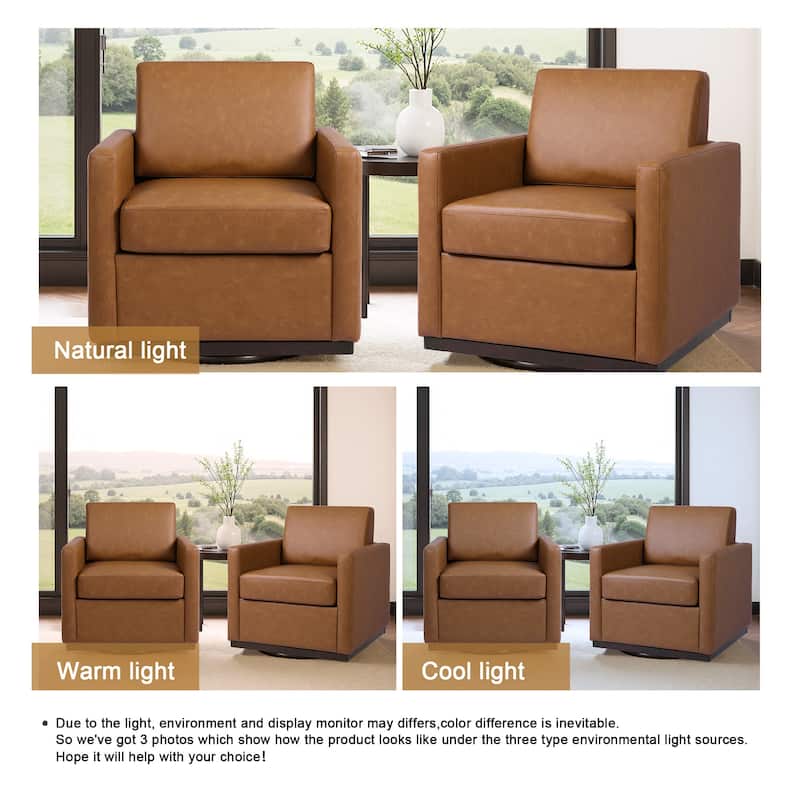 Set of 2 Modern Cozy Swivel Accent Chairs Upholstered Arm Chairs
