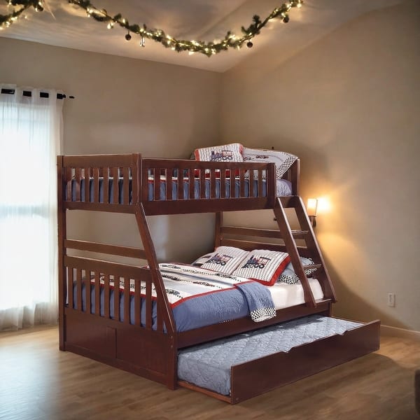 slide 2 of 8, Twin over Full Bunk Bed with Twin Trundle, Espresso Espresso