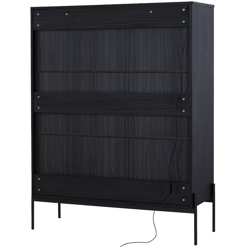 Roomfitters 51.2'' Display Cabinet with Glass Doors, Freestanding Curio Storage Cabinet with Adjustable Shelves for Office