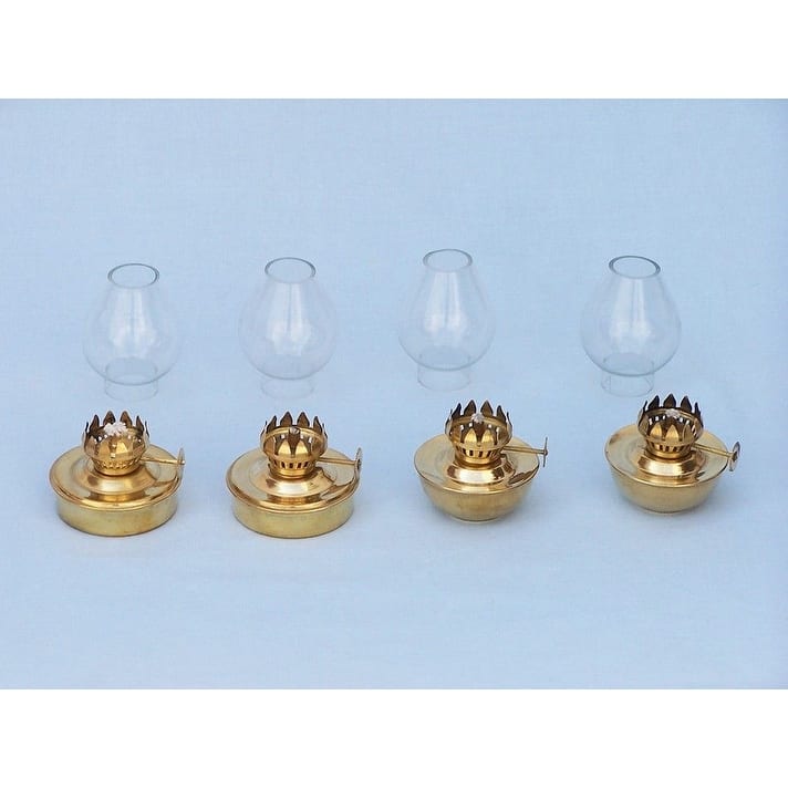 Solid Brass Table Oil Lamp Set of 4 - 3" L x 3" W x 5" H