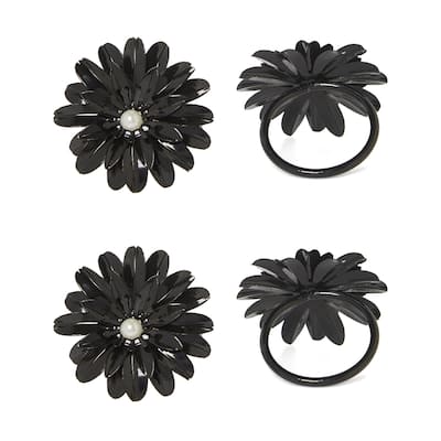Flower Napkin Rings Set of 8 (Black Pearl)