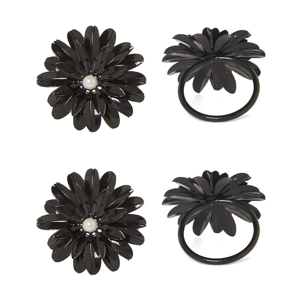Flower Napkin Rings Set of 8 (Black Pearl)