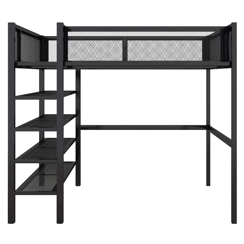 Full Loft Bed with Four Shelves