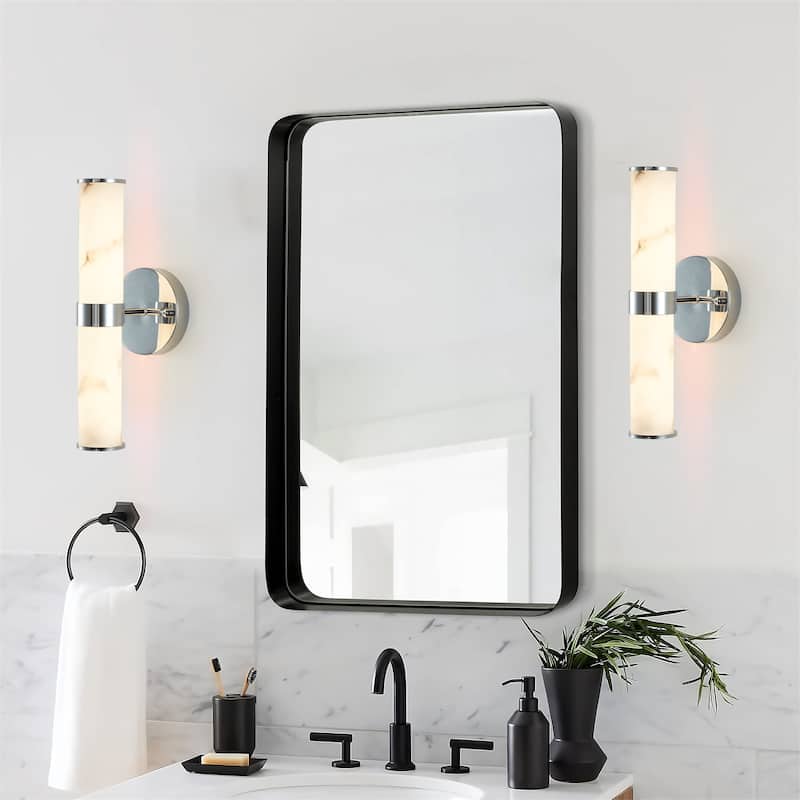 Set of 2 Resin Imitation Marble Texture Wall Light - Chrome