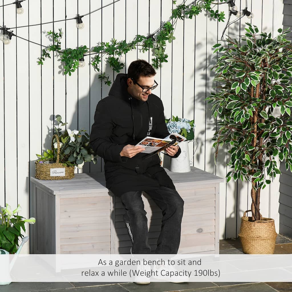 Outsunny 50" x 22" Wooden Outdoor Storage Deck Box with Large Open Space, Aerating Gap & Weather-Fighting Finish