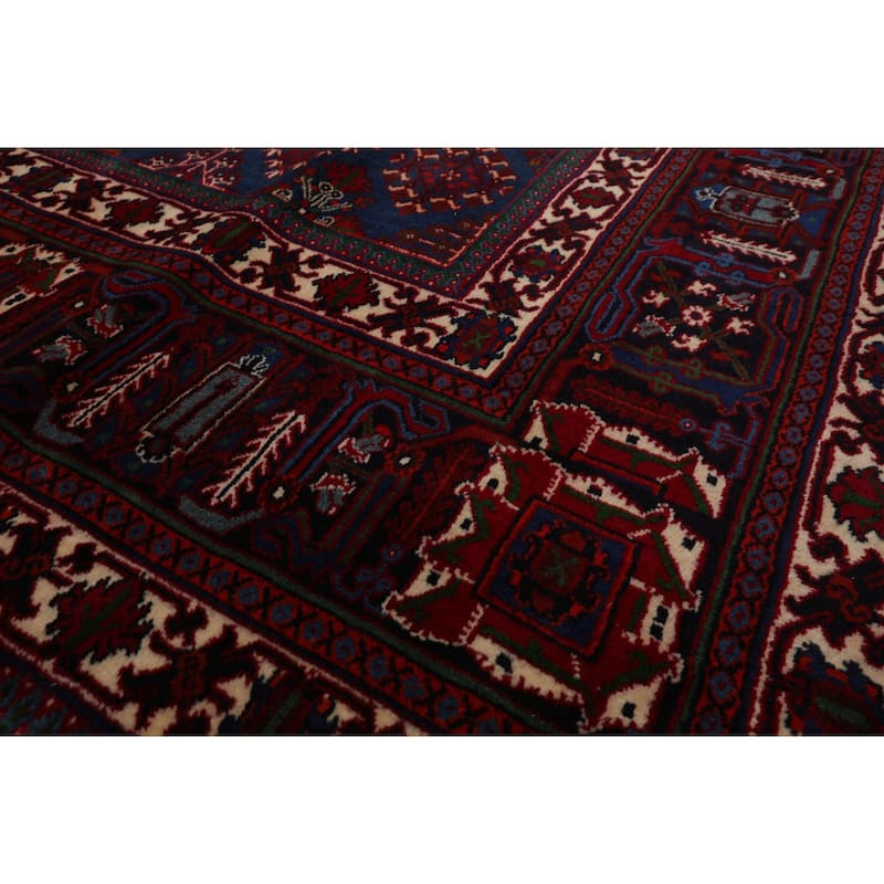 8'8''x12'6'' Hand Knotted Wool Red Heriz Traditional Rug - 8' 8'' x 12' 6''
