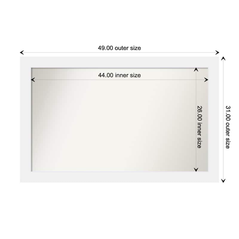 Corvino White Framed Non-Beveled Custom Wall Mirror, Bathroom Vanity Mirror - Outer Size: 49 x 31