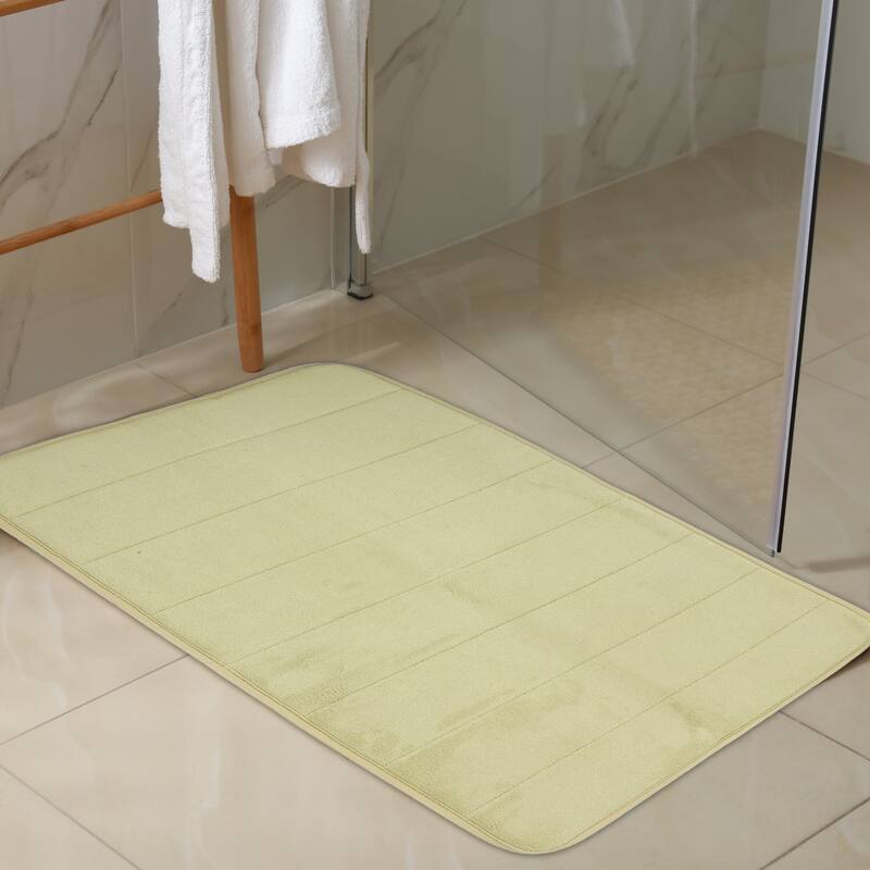 2 Pcs Memory Foam Bathroom Mat Non Slip Soft Bath Mats Rugs, Machine Washable - Khaki - 23.62"x 15.75", 47.24"x 19.69"