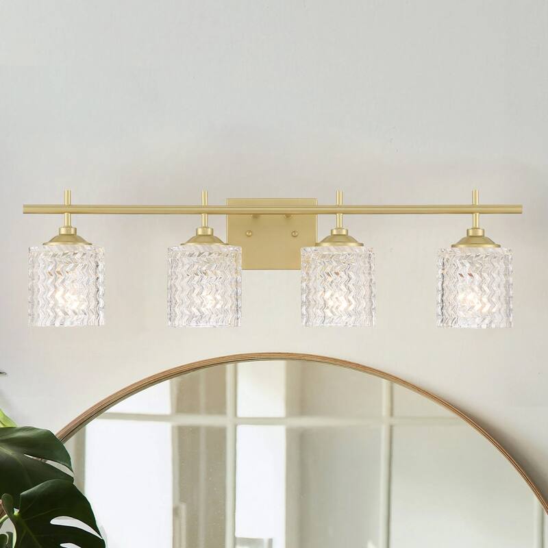 Frenia 4-light Modern Dimmable Bathroom Vanity Light with Art Glass