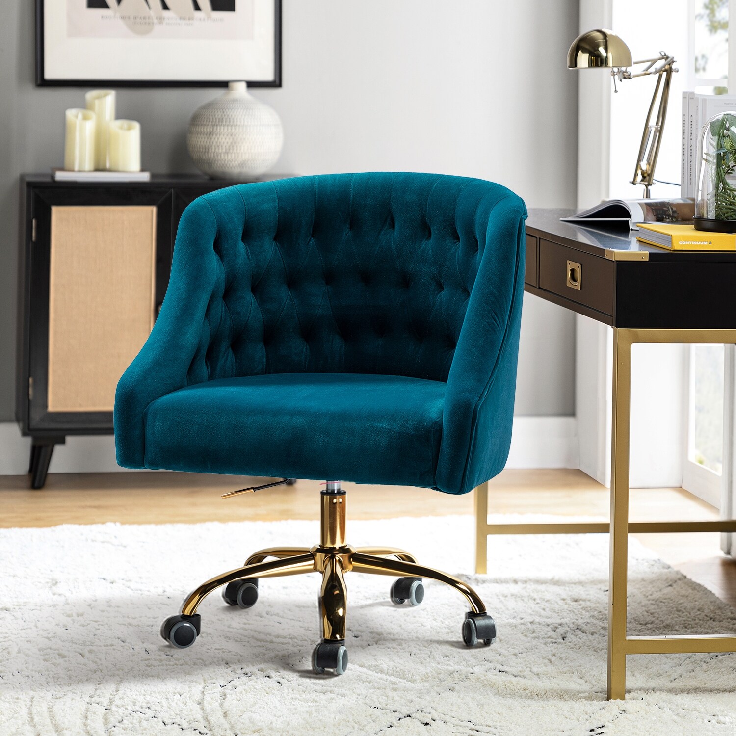 Teal and sales gold office chair
