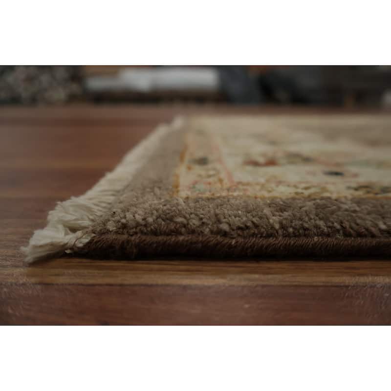 Hand Knotted Oriental 100% Wool Carpet Traditional Floral Brown Peshawar Area Rug - 5' 2'' X 3' 0''