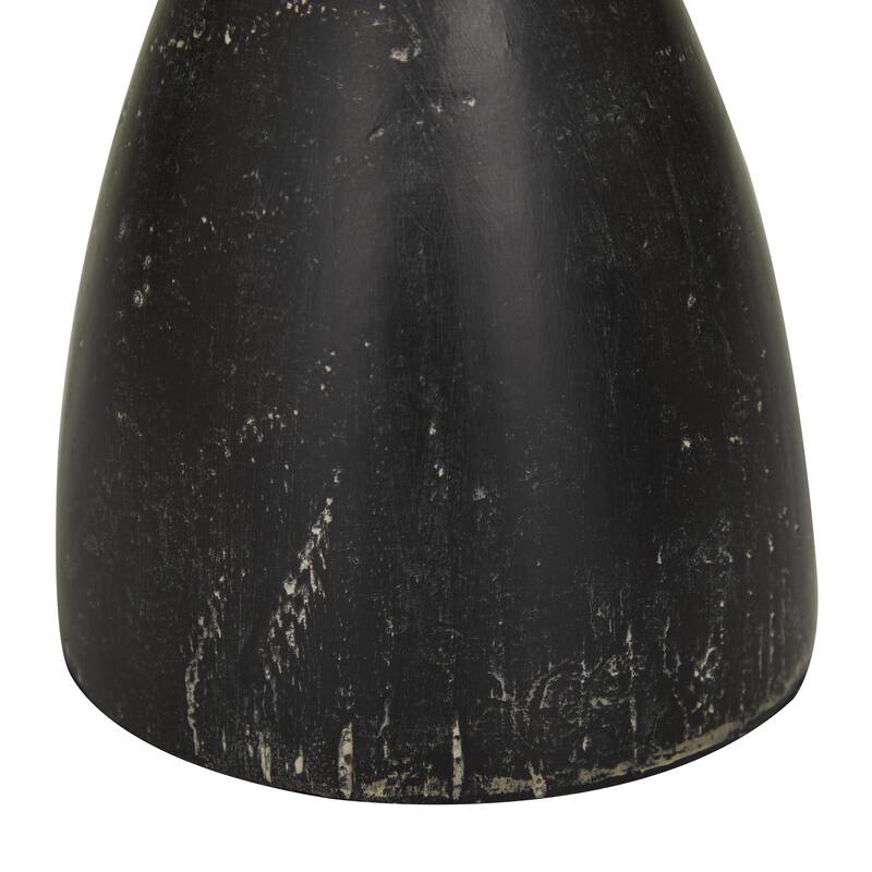 Wood Pillar Candle Holder with White Wash Finish - Set of 3 Black or Brown - Roche River Decor