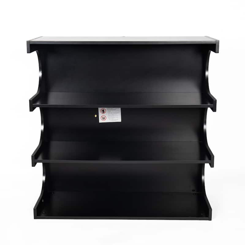 Black MDF 4 Tier Bookshelf Storage Cabinet Convertible Coffee Table - 36" L x 15" W x 36" H