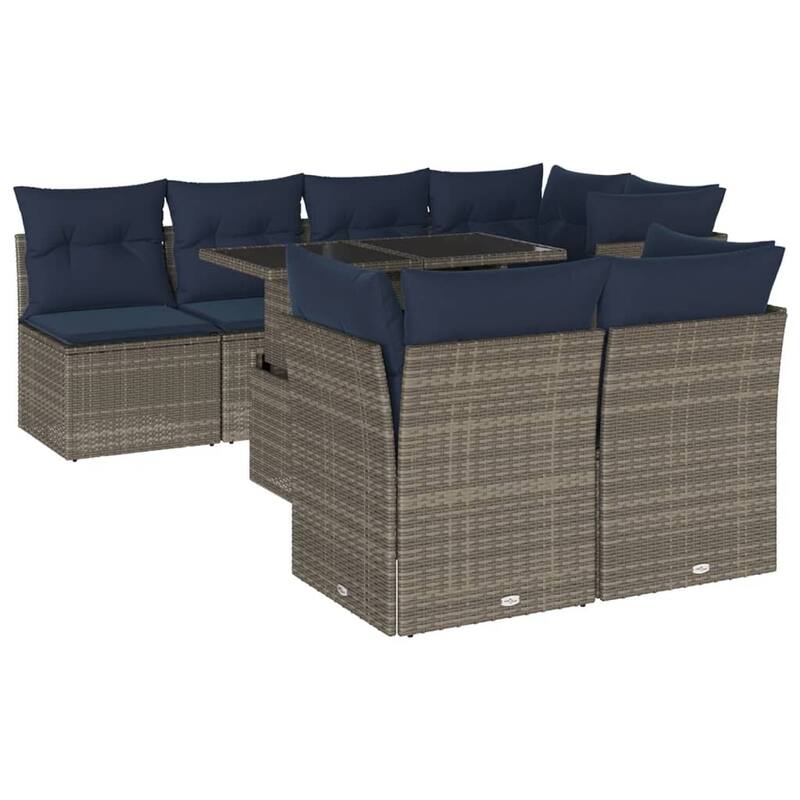 vidaXL Patio Sofa Set with Cushions Modular Outdoor Seating 8 Piece Poly Rattan - 24.4 x 24.4 x 27.2