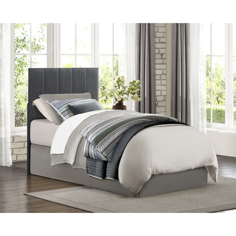 Gray Fabric Upholstered Twin Headboard with Vertical Channel Tufting