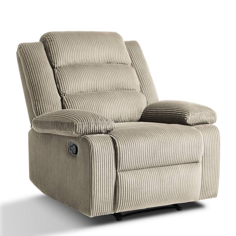 Classic Corduroy Upholstered Push Back Manual Recliner Chair
