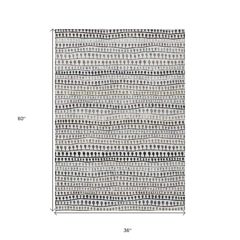 HomeRoots Striped Transitional Rectangle Outdoor Rug