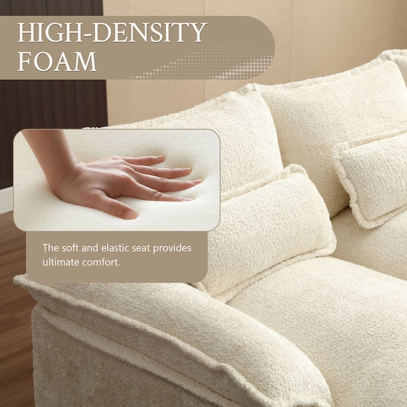 Chenille Upholstered U-Shaped Living Room Sectional Sofa With Wooden Legs