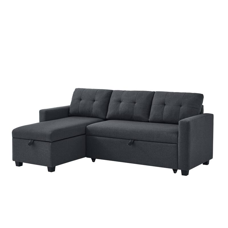 GDFStudio - Ethan Modern Pull-Out Sectional Sofa with Storage Chaise and Reversible Layout