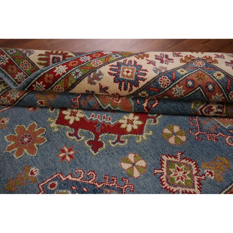 Kazak Blue Area Rug Hand-Knotted Wool Carpet - 4'11" x 6'11"