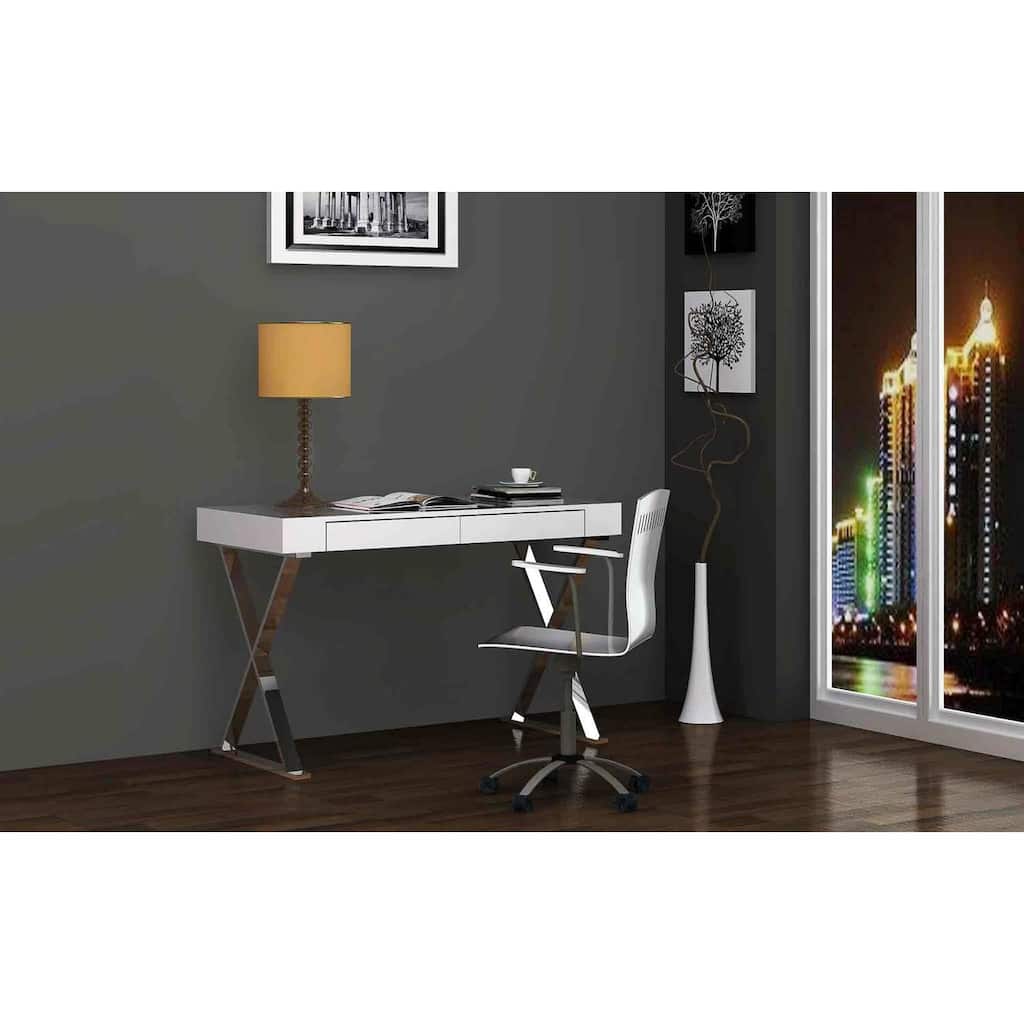 Home Desk - Handmade Modern Design, Spacious Workstation, Durable White Finish for Office & Study