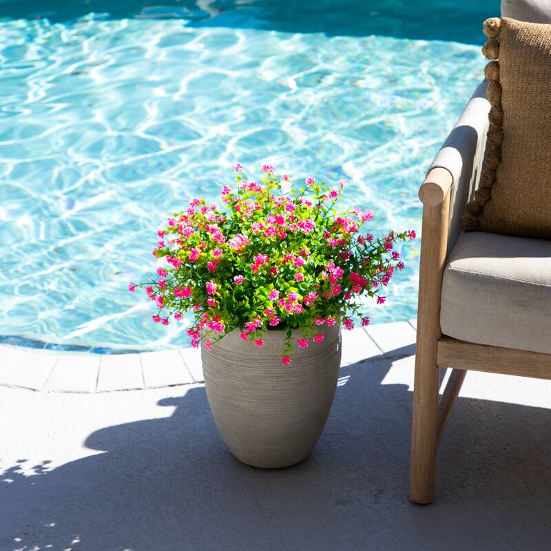 14-in UV Resistant Artificial Flowering Mini Rose Bush - Set of 12