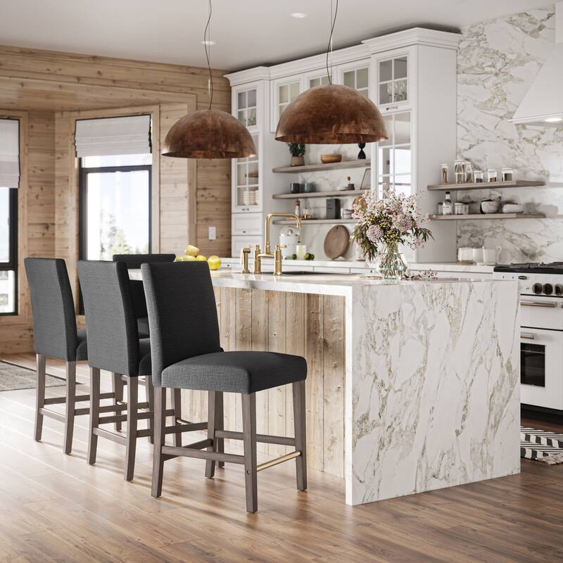 Laura Upholstered 25" Counter Height Bar Stool - Dark Grey