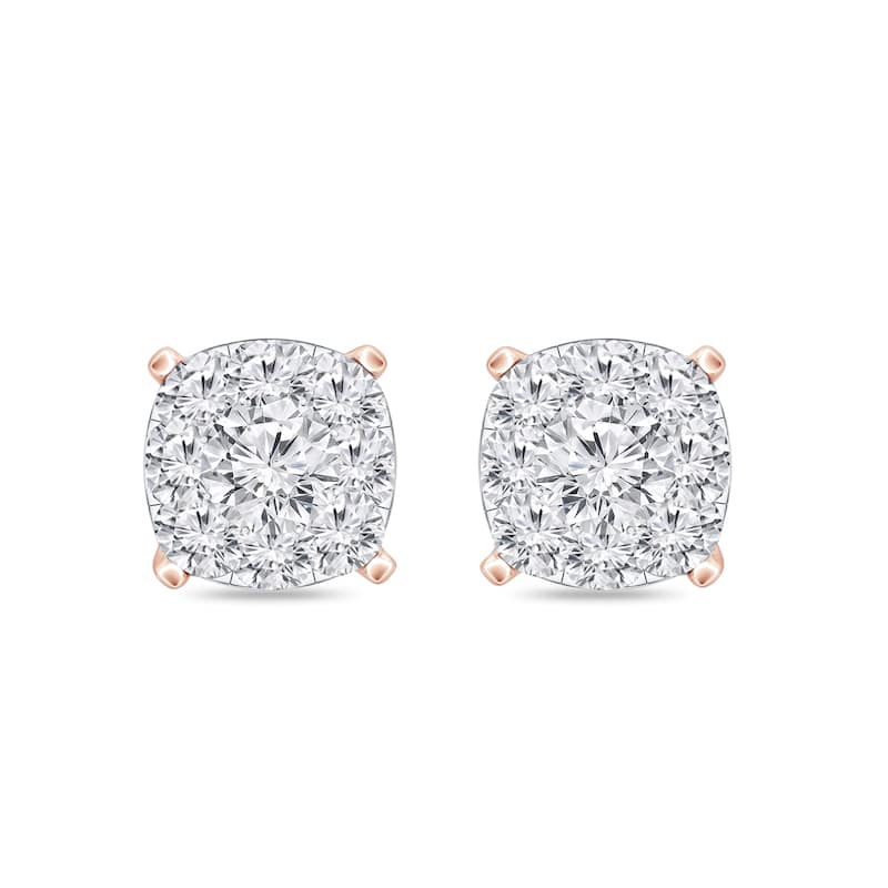 Auriya 14k Gold 1/4ctw Cushion Pave Diamond Stud Earrings (H-I, I1-I2)