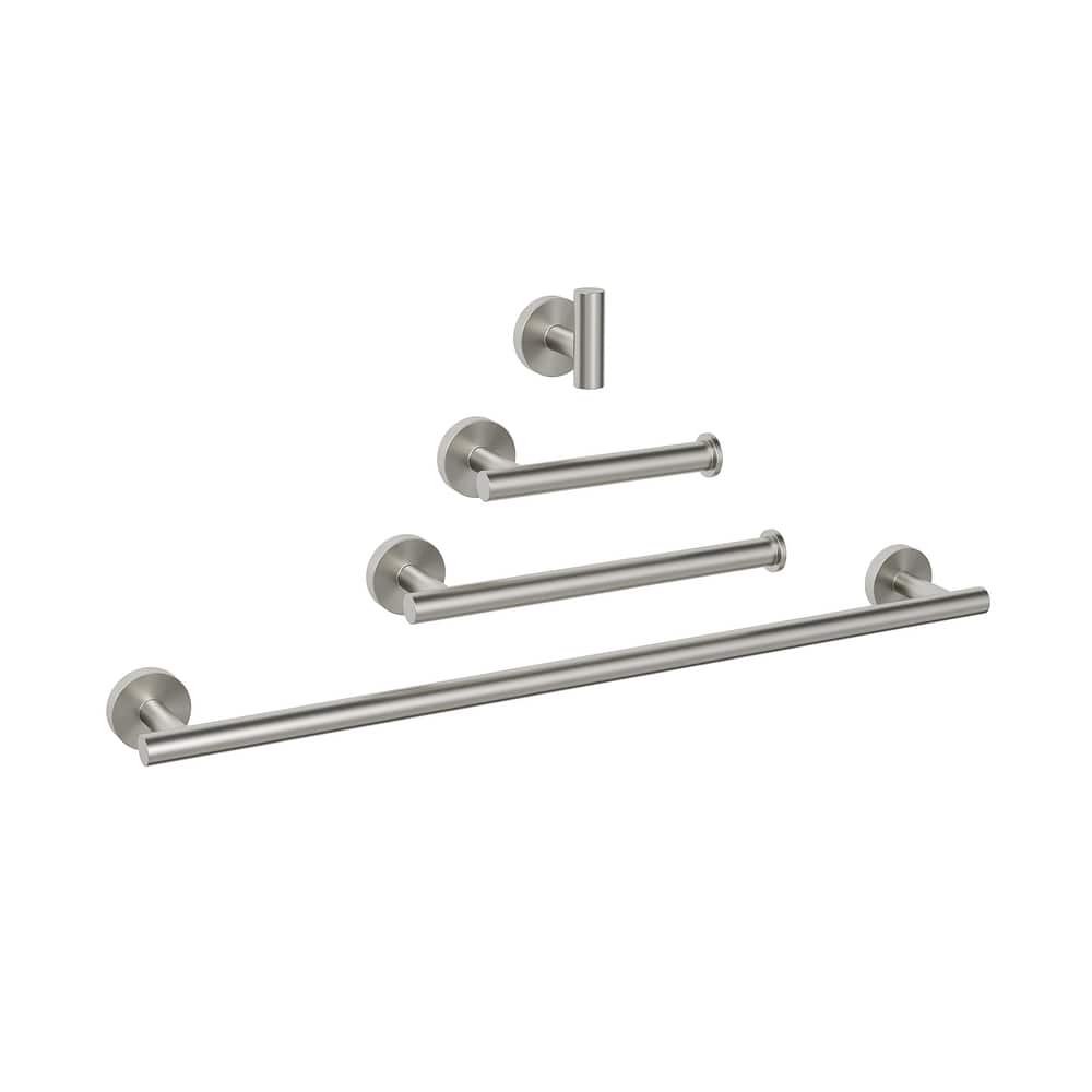 4-Piece Bathroom Hardware Accessories Set, Wall Mount Towel Bar, Toilet Paper Holder, Hand Towel Rack 1 Towel Hooks