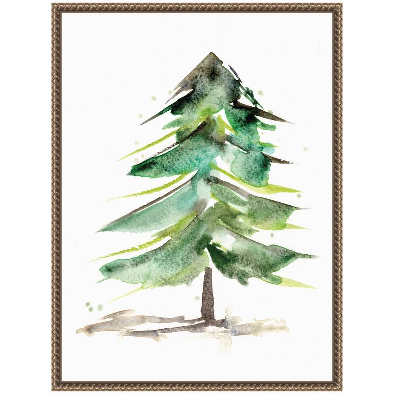 Kate and Laurel Sylvie Winter Spruce Framed Canvas by Xizhou Xie