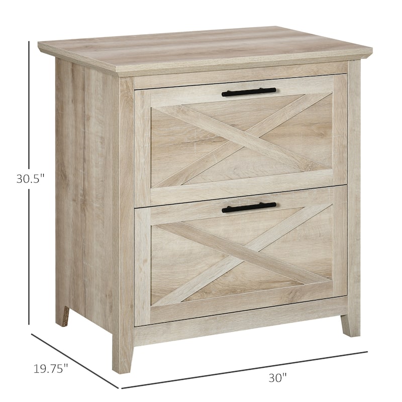 HOMCOM Retro Wooden 2-Drawer Lateral File Chest Cabinet Pedestal for Document Storage for Home Office