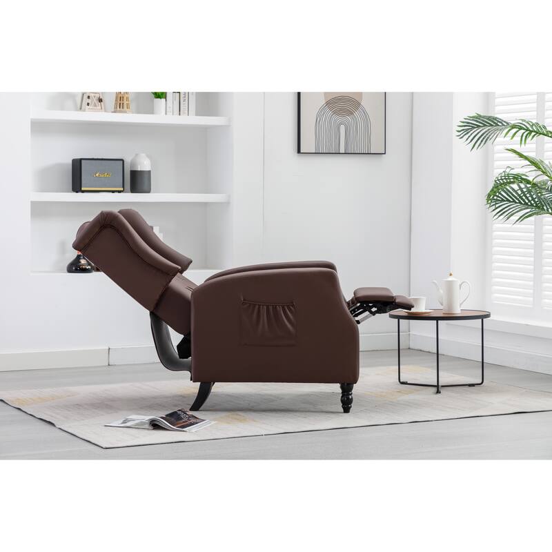 Modern Comfortable Upholstered Accent Chair/ Leather Accent Chair with Footrest for Living Room