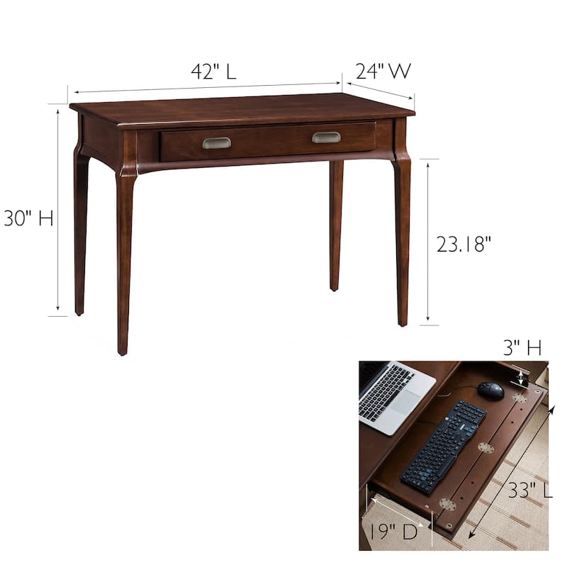 Stratus Solid Wood Laptop Writing Desk with Drop Front Keyboard Drawer