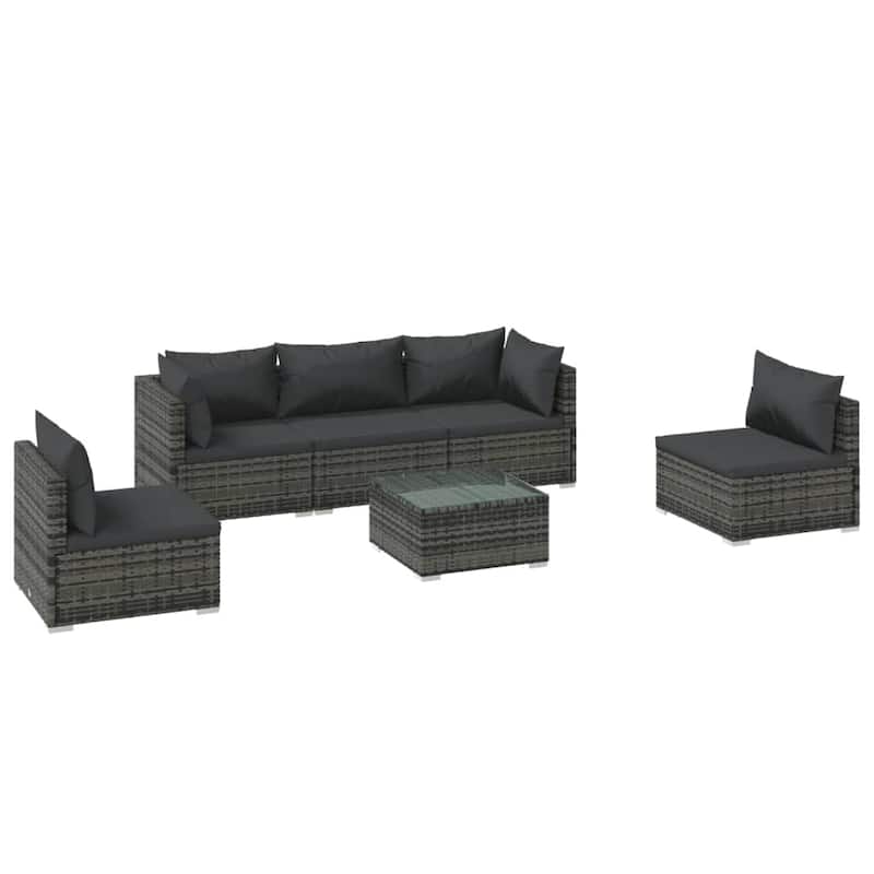 vidaXL Patio Lounge Set Outdoor Sectional Sofa Set Table Garden Poly Rattan - 27.6" x 27.6" x 23.8"