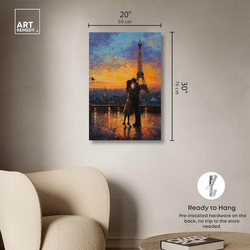 Eiffel Tower Romance Canvas by Art Remedy, Gallery Wrapped