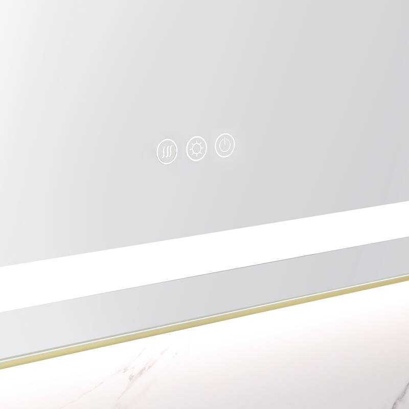 48" x 32" LED Bathroom Mirror with Front and Backlight, Wall Mounted Vanity Mirror with Aluminum Frame, Anti-Fog