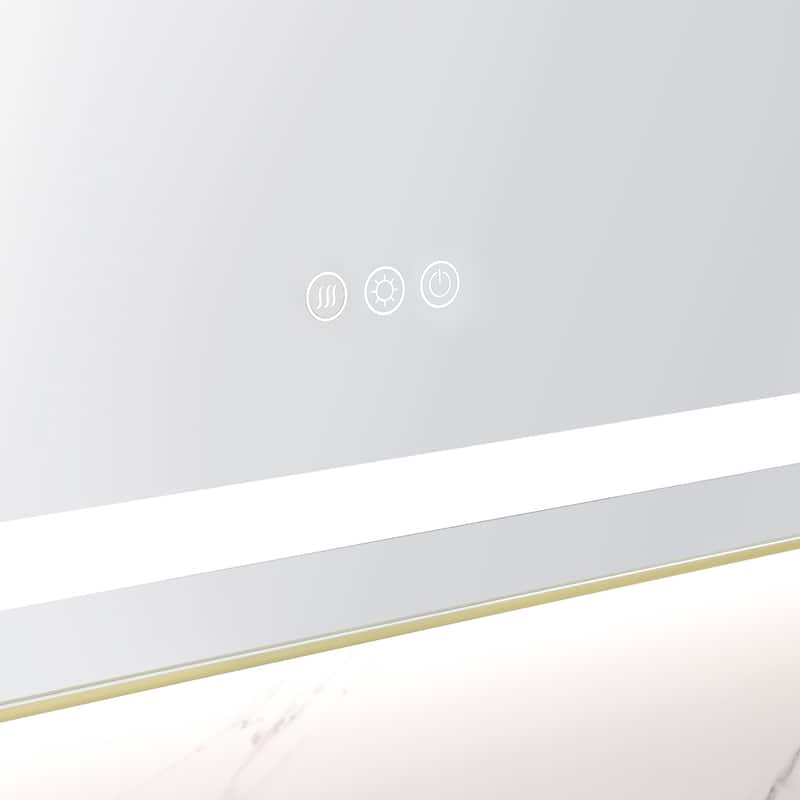 48 x 32 Inch LED Bathroom Mirror with Front and Backlight, Wall Mounted Vanity Mirror with Aluminum Frame, Anti-Fog