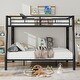 preview thumbnail 2 of 8, Black Full XL over Queen Size Metal Bunk Bed with Ladder & Guardrails for Kids