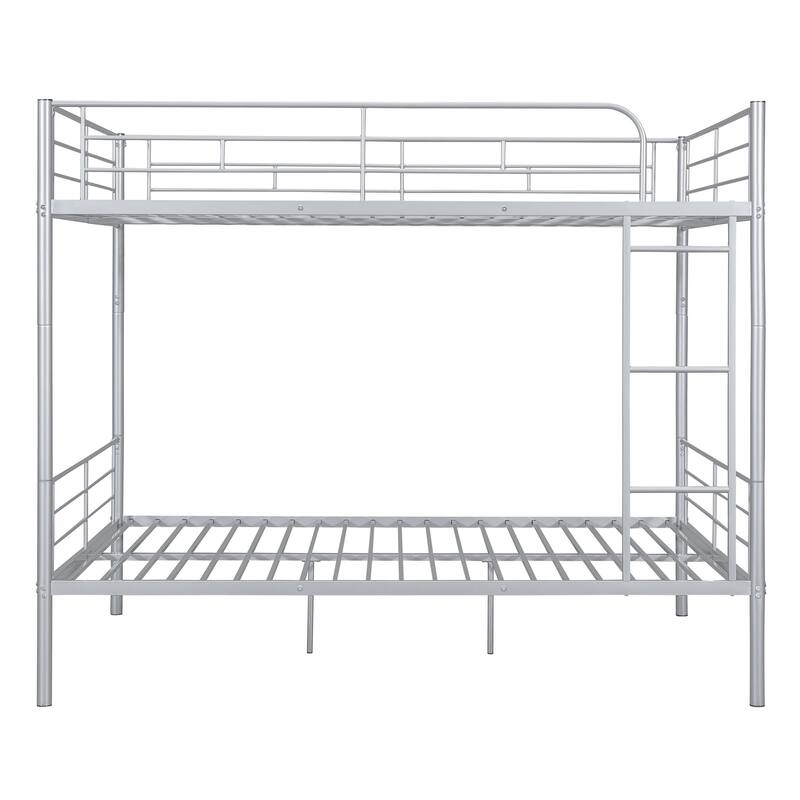 Full Over Full Metal Bunk Bed with Chrome Finish, Space-Saving Design, Sturdy Iron Frame