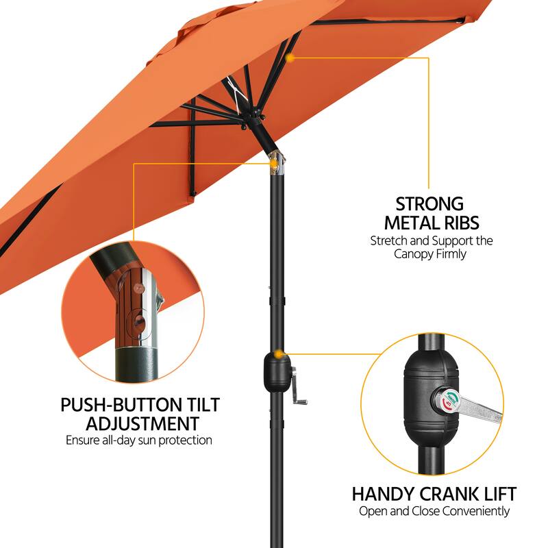 Yaheetech 9ft Patio Umbrella 8 Ribs with Push Button Tilt and Crank